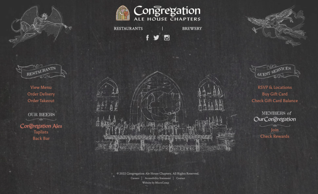 Congregation Ale House website design and development